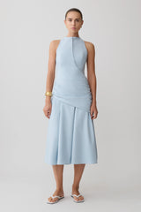 Emily Wrapped Waist Midi Dress - Sky Blue