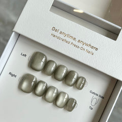 Cool Gray Crystal Press On Nails