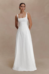 Salma Drop Waist Cotton Maxi Dress - White