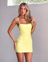 MIDORI BANDAGE MINI DRESS - YELLOW