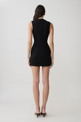 Fion Sleeveless Stretch Crepe Mini Dress - Black