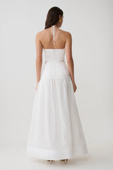 Fiona Linen Halter Maxi Dress - White