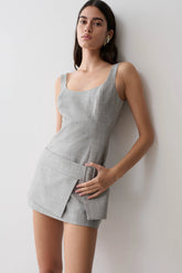 Bailey Wrap Skirt Mini Dress - Charcoal Marle