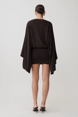 Jessy Draped Mini Dress - Dark Chocolate