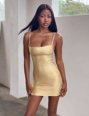 MIDORI METALLIC BANDAGE MINI DRESS - GOLD