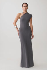 Oden Slinky Maxi Dress With Hardware - Grey