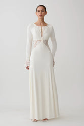 Elethea Lace Slinky Maxi Dress - Ivory