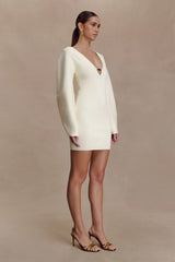 Billy Balloon Sleeve Knit Mini Dress - Ivory