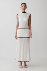 Aris Sleeveless Sheer Maxi Dress - Black/White