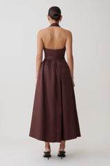 Cindy Collared Midi Dress - Chocolate