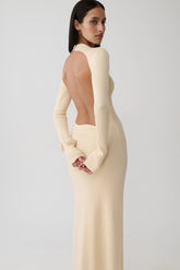 Rowan Long Sleeve Knit Maxi Dress - Cream