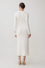 Freja Long Sleeve Midi Dress - White