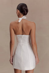 Ella Bow Detail Halter Mini Dress - White