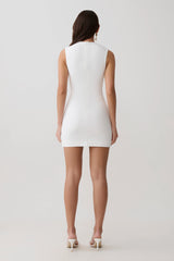 Fion Sleeveless Stretch Crepe Mini Dress - White