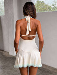 TALIYAH MINI DRESS - CREAM AND MINT LACE