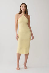 Penny Pointelle Midi Dress - Lemon