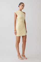 Alyn Off Shoulder Draped Mini Dress - Lemon