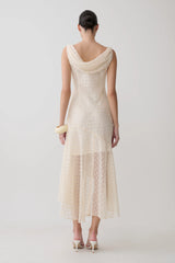 Lilah Devore Midi Dress - Ivory