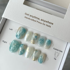 Sea & Sky Marble Press On Nails
