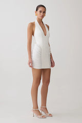 Anari Gathered Scuba Mini Dress - White