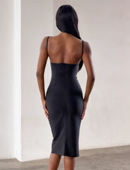 MIDORI BANDAGE MIDI DRESS - BLACK