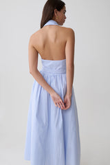 Cindy Collared Midi Dress - Blue Pinstripe