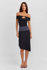 Holly Midi Dress Black / Grey