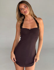 TAWNY MINI DRESS - CHOCOLATE