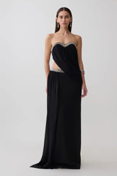 Valerie Chiffon Strapless Maxi Dress - Black