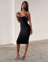 MIDORI BANDAGE MIDI DRESS - BLACK
