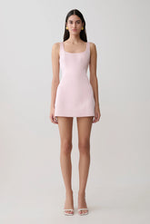 Beth Satin Mini Dress - Pale Pink