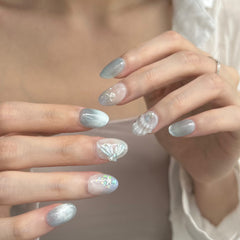 Dreamy Ocean Blue, Little Mermaid Press On Nails