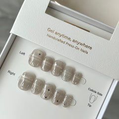 Hojicha Sweater-Knit Cat Eye Press On Nails