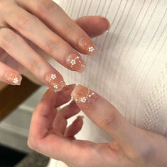 Elegant Pearl Flower Press On Nails