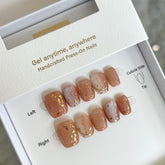 Golden Red Bean Paste Press On Nails