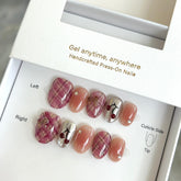 Gingham Cherry Fizz Press On Nails