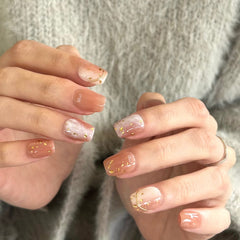 Golden Red Bean Paste Press On Nails