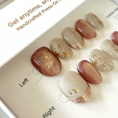 Maple Light Gold Cat Eye Press On Nails
