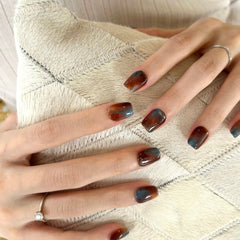Blue Lake with Amber Press On Nails