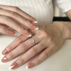 Moonlight Frenchie with Ribbon Press On Nails