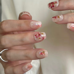 【Fire】Red Camellia Press On Nails
