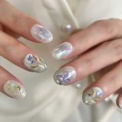 【Wood】Orchids Press On Nails