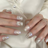 【Metal】White Michelia Press On Nails