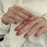 Pearly Red Bean Paste Press On Nails