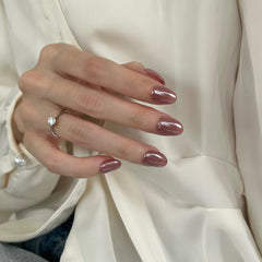 Pearly Red Bean Paste Press On Nails
