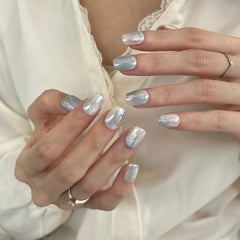 Morandi Blue Marble Press On Nails