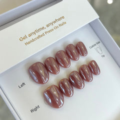 Pearly Red Bean Paste Press On Nails