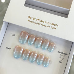 Pearly Blue Ombre Press On Nails