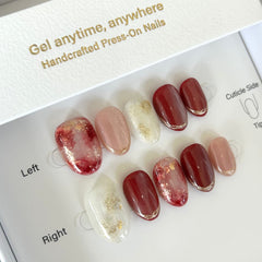 Gilded Red Rose Press On Nails
