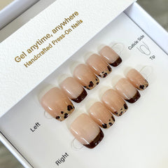 Cat Eye Leopard Frenchie Press On Nails